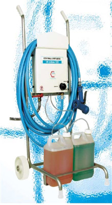 Chariot mobile inox pour centrale de nettoyage desinfection 5L