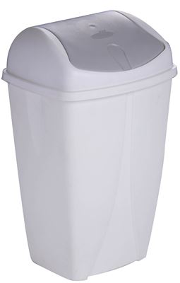 Poubelle clapet 35 litres blanc couvercle gris