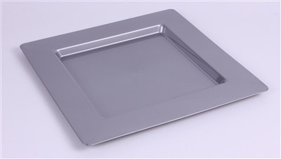 Sous assiette plastique carree argent par 72