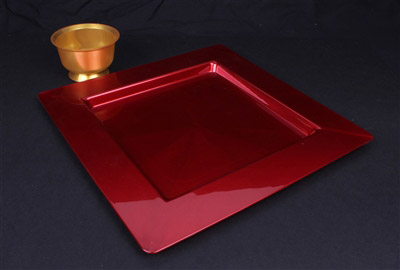 Sous assiette plastique carree carmin par 72