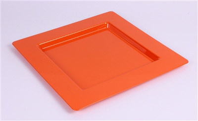 Sous assiette plastique carree orange par 72