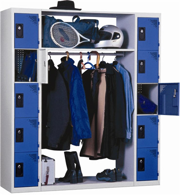 Vestiaire penderie monobloc 2 colonnes 5 cases