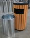 Poubelle extérieur bois et acier ronde 50 L serrure