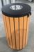 Poubelle extérieur bois et acier ronde 50 L serrure