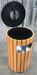 Poubelle extérieur bois et acier ronde 50 L serrure