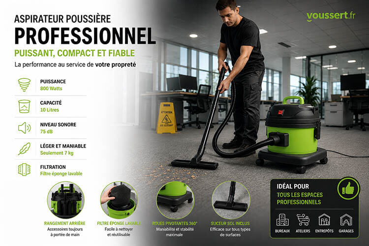 Aspirateur poussière 10L professionnel