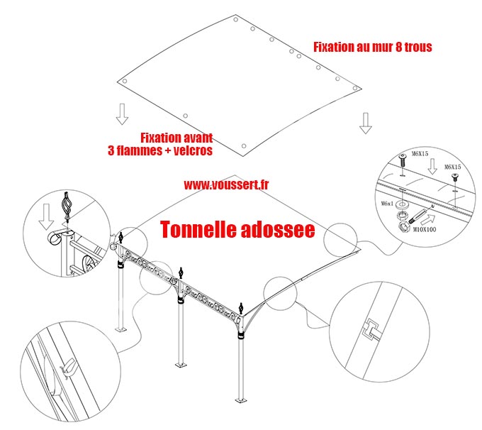 Tonnelle de jardin Natacha 3 - 9 m² - 3 x 3 m - Blanc 103012