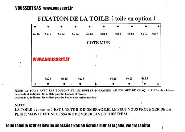 Toile tonnelle de jardin adossee